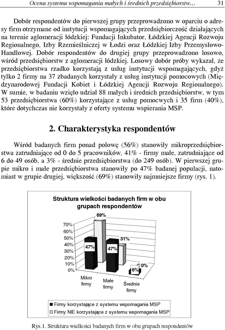Dobór respondentów do drugiej grupy przeprowadzono losowo, wśród przedsiębiorstw z aglomeracji łódzkiej.