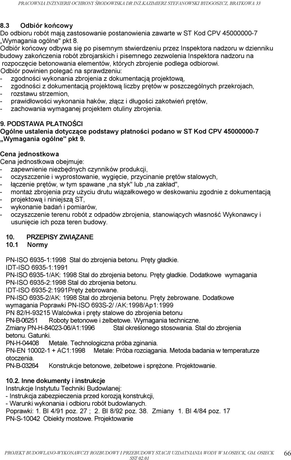 elementów, których zbrojenie podlega odbiorowi.