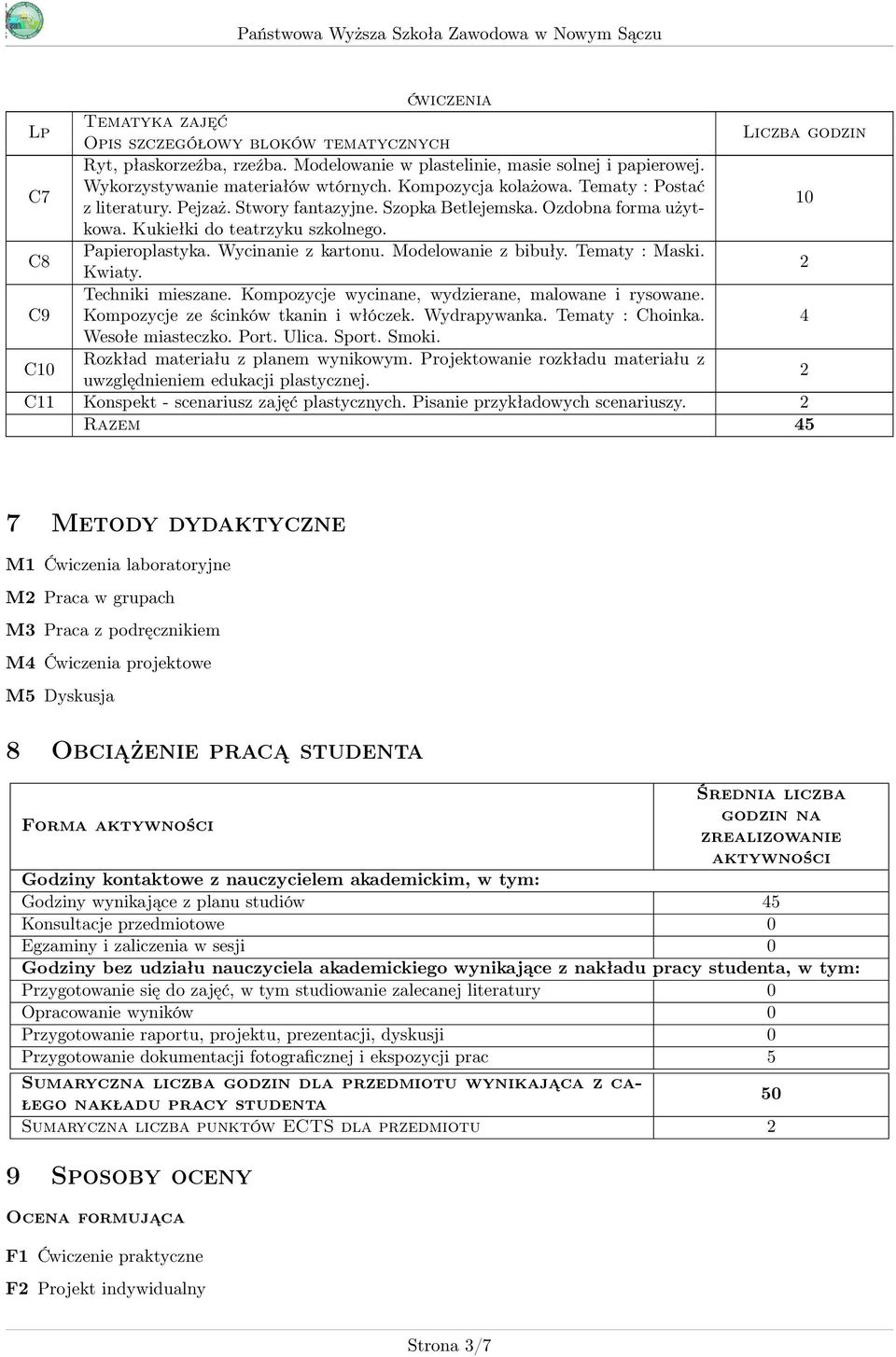 Modelowanie z bibuły. Tematy : Maski. Kwiaty. C9 Techniki mieszane. Kompozycje wycinane, wydzierane, malowane i rysowane. Kompozycje ze ścinków tkanin i włóczek. Wydrapywanka. Tematy : Choinka.