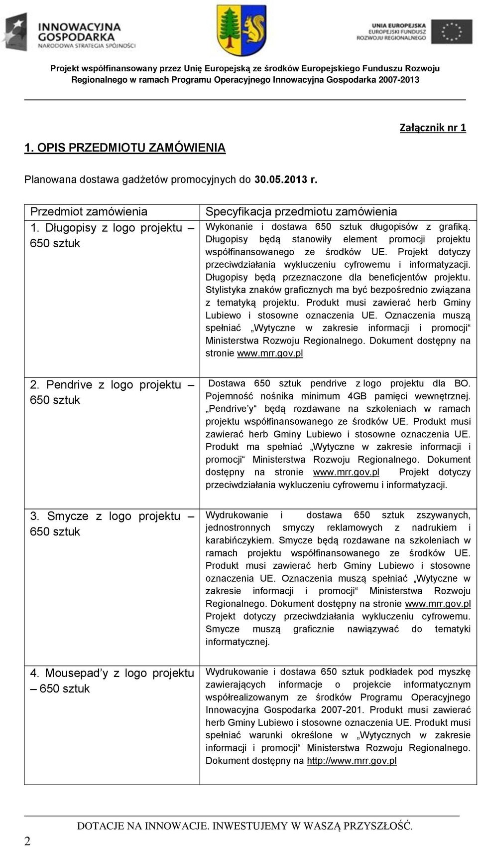 Długopisy będą stanowiły element promocji projektu współfinansowanego ze środków UE. Projekt dotyczy przeciwdziałania wykluczeniu cyfrowemu i informatyzacji.