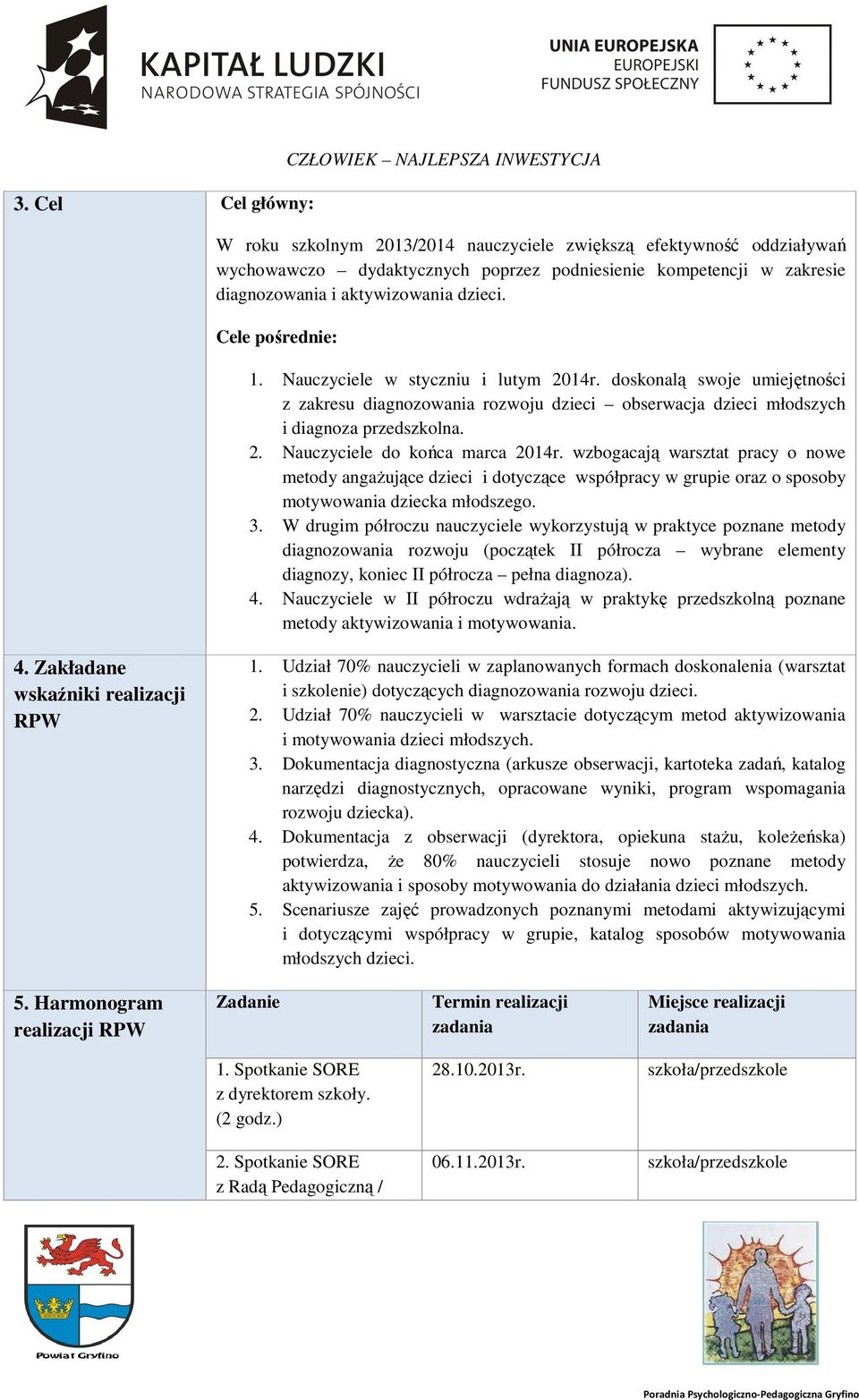 doskonalą swoje umiejętności z zakresu diagnozowania rozwoju dzieci obserwacja dzieci młodszych i diagnoza przedszkolna. 2. Nauczyciele do końca marca 2014r.