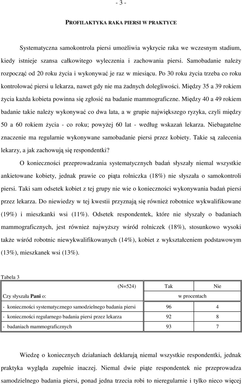 Między 35 a 39 rokiem życia każda kobieta powinna się zgłosić na badanie mammograficzne.