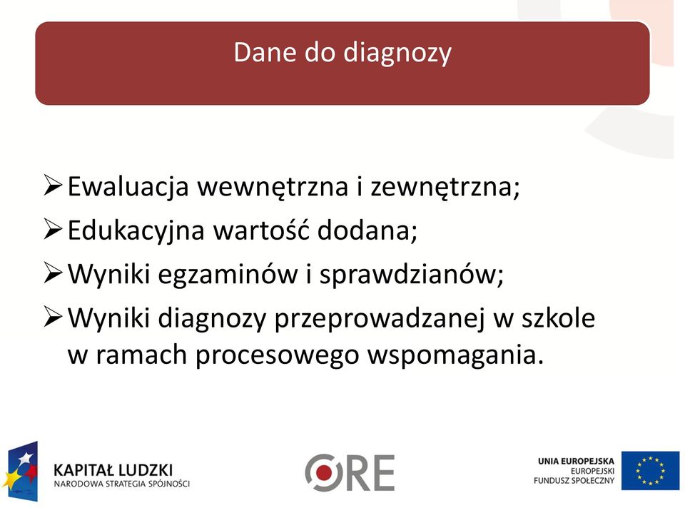 egzaminów i sprawdzianów; Wyniki diagnozy