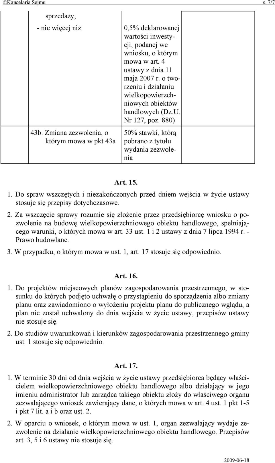 15. 1. Do spraw wszczętych i niezakończonych przed dniem wejścia w życie ustawy stosuje się przepisy dotychczasowe. 2.