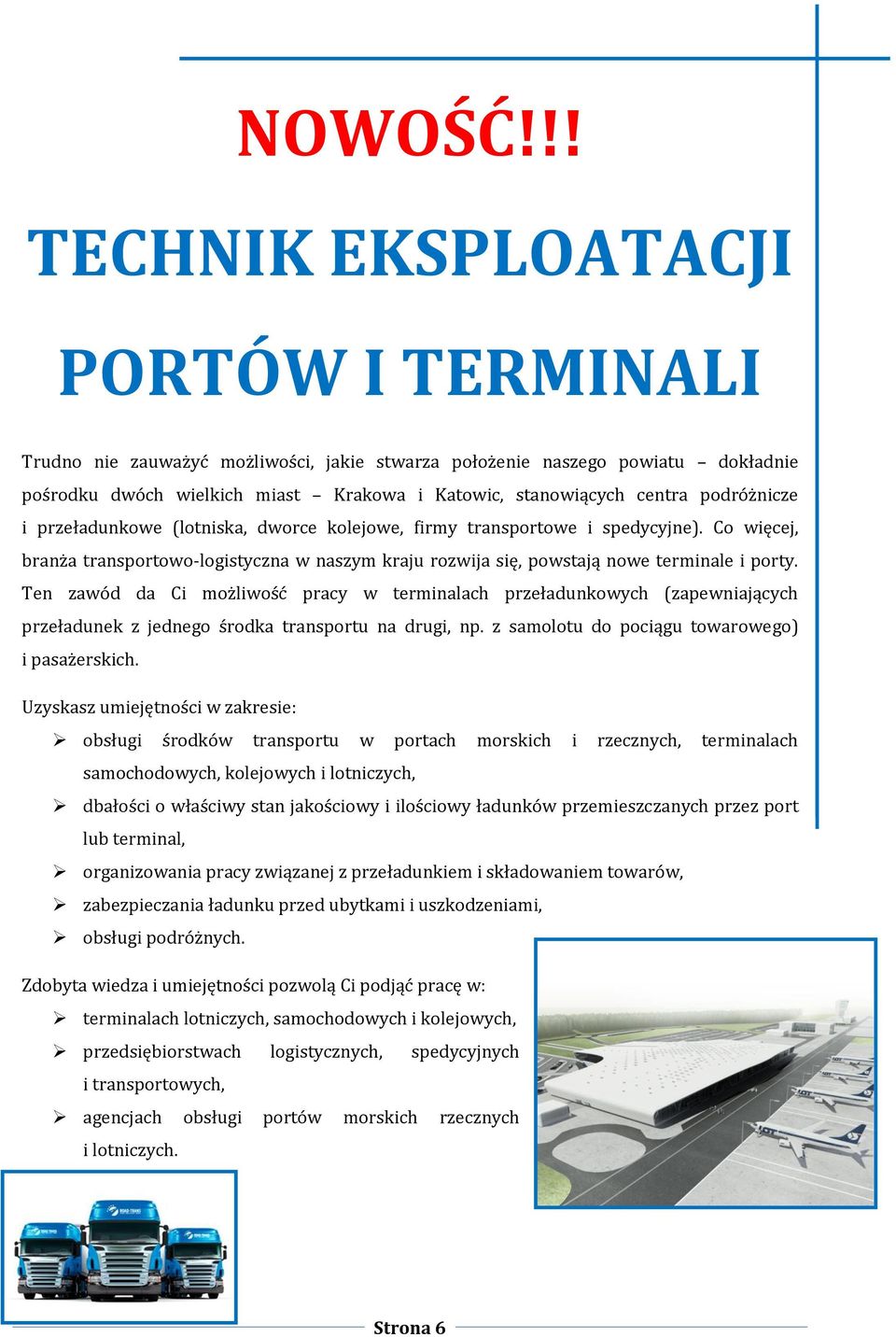podróżnicze i przeładunkowe (lotniska, dworce kolejowe, firmy transportowe i spedycyjne). Co więcej, branża transportowo-logistyczna w naszym kraju rozwija się, powstają nowe terminale i porty.