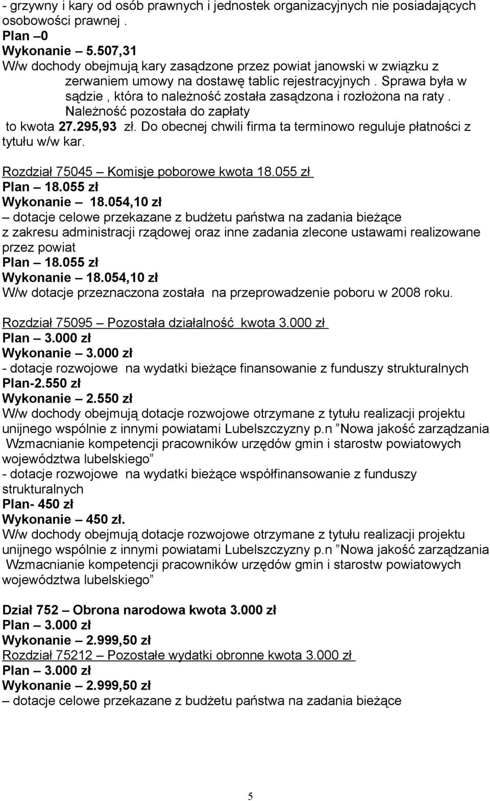 Sprawa była w sądzie, która to należność została zasądzona i rozłożona na raty. Należność pozostała do zapłaty to kwota 27.295,93 zł.