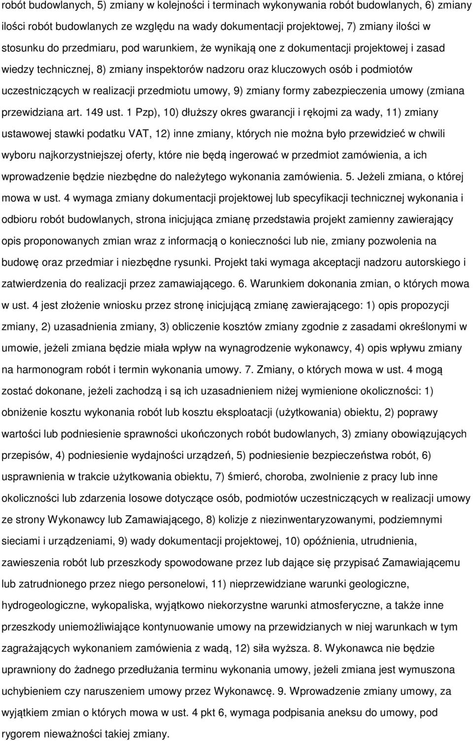 zabezpieczenia umwy (zmiana przewidziana art. 149 ust.