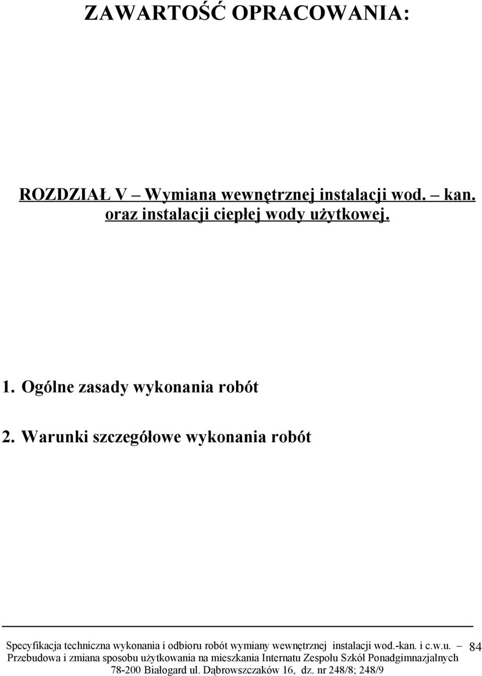 oraz instalacji ciepłej wody użytkowej. 1.