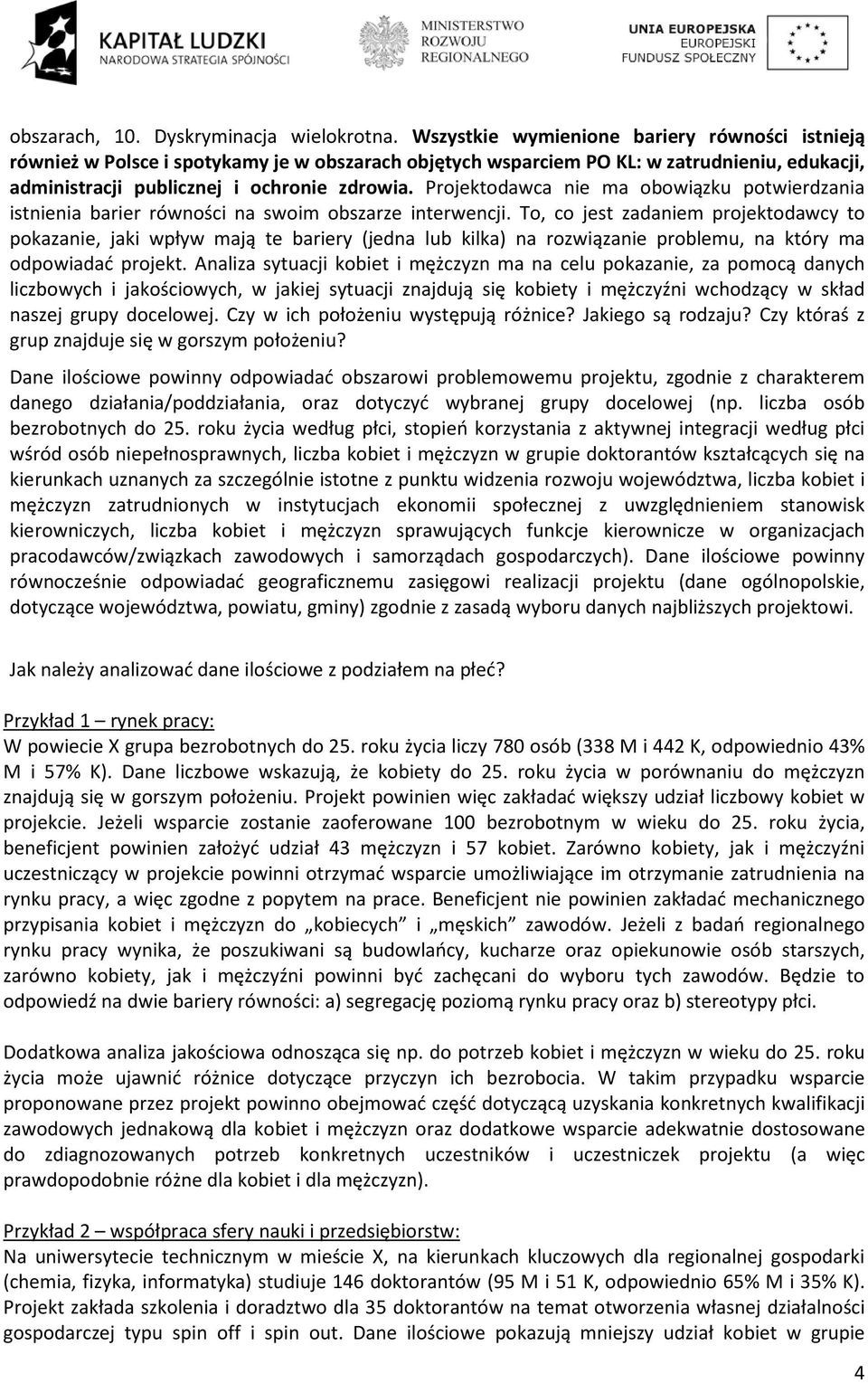 Projektodawca nie ma obowiązku potwierdzania istnienia barier równości na swoim obszarze interwencji.