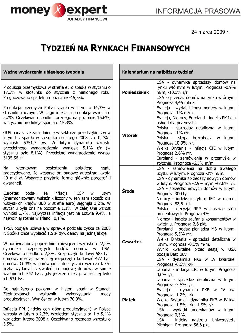 roku. Prognozowano spadek na poziomie -15,5%. Produkcja przemysłu Polski spadła w lutym o 14,3% w stosunku rocznym. W ciągu miesiąca produkcja wzrosła o 2,7%.