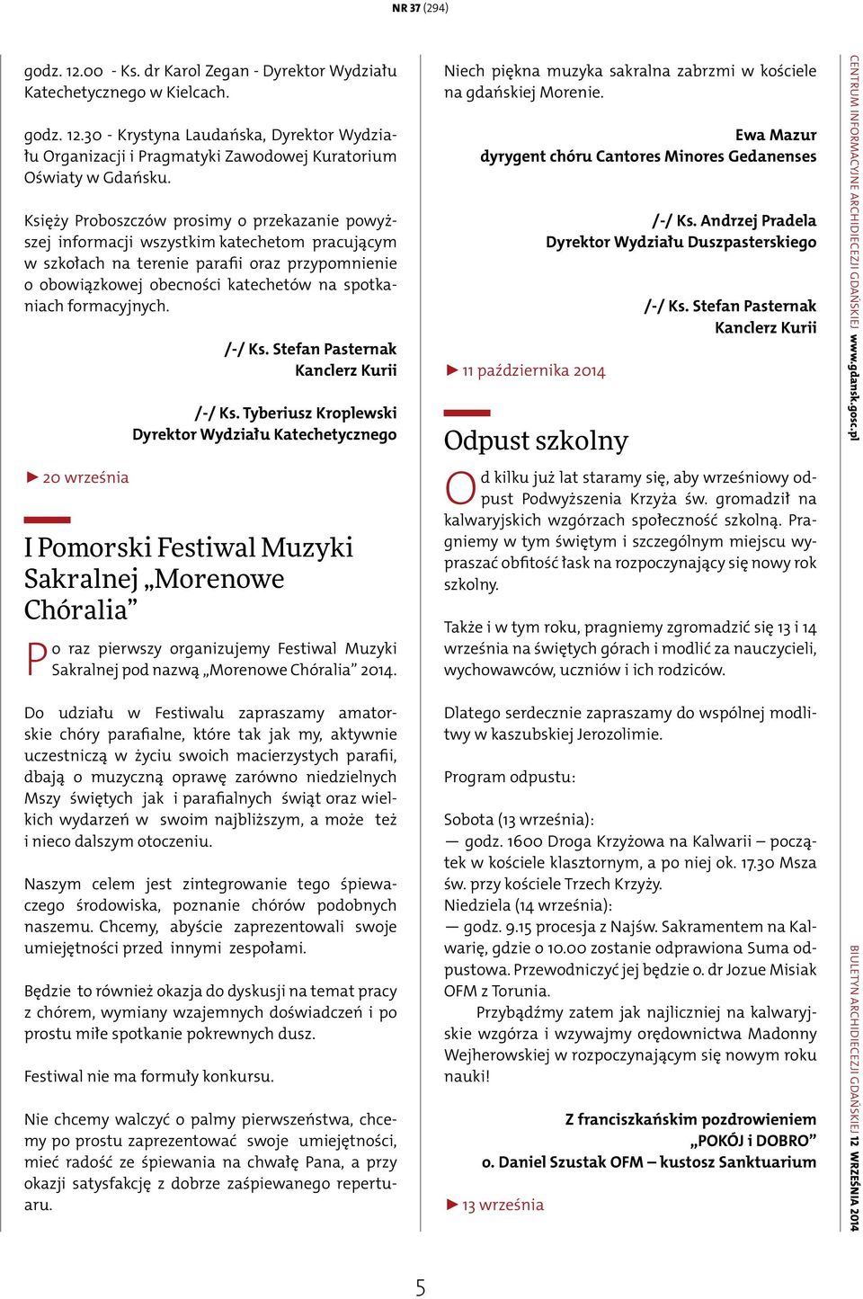 formacyjnych. 20 września /-/ Ks.