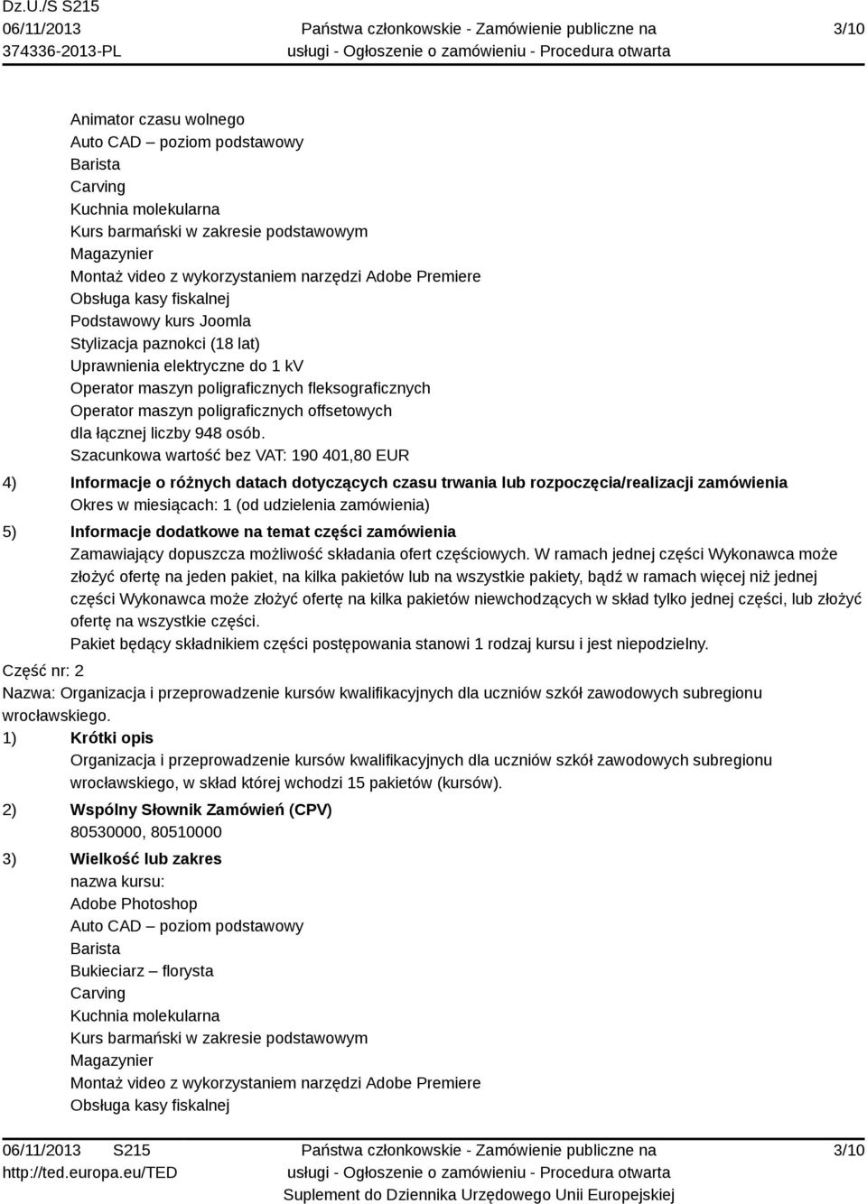 offsetowych dla łącznej liczby 948 osób.