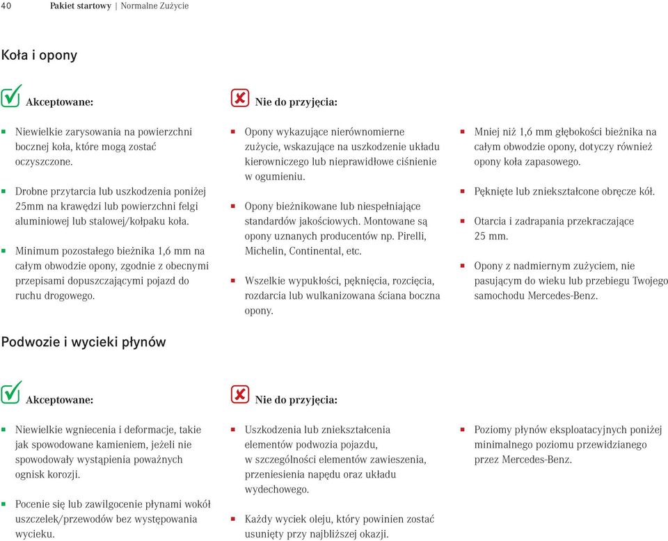 Minimum pozostałego bieżnika 1,6 mm na całym obwodzie opony, zgodnie z obecnymi pzepisami dopuszczającymi pojazd do uchu dogowego.