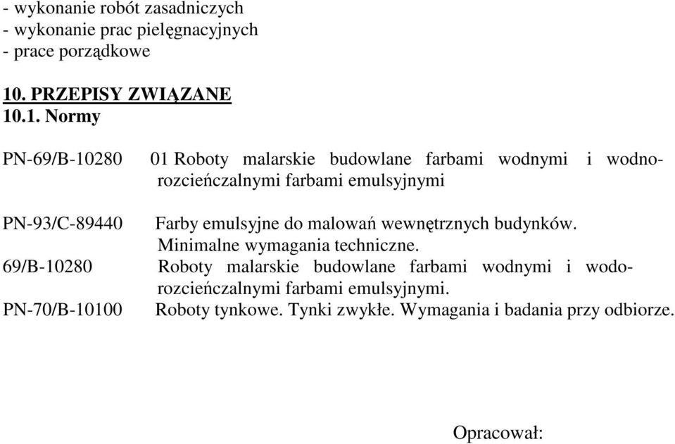 .1. Normy PN-69/B-10280 01 Roboty malarskie budowlane farbami wodnymi i wodnorozcieńczalnymi farbami emulsyjnymi