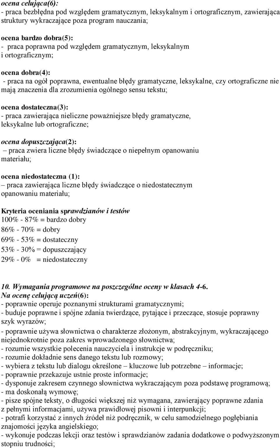 sensu tekstu; ocena dostateczna(3): - praca zawierająca nieliczne poważniejsze błędy gramatyczne, leksykalne lub ortograficzne; ocena dopuszczająca(2): praca zwiera liczne błędy świadczące o