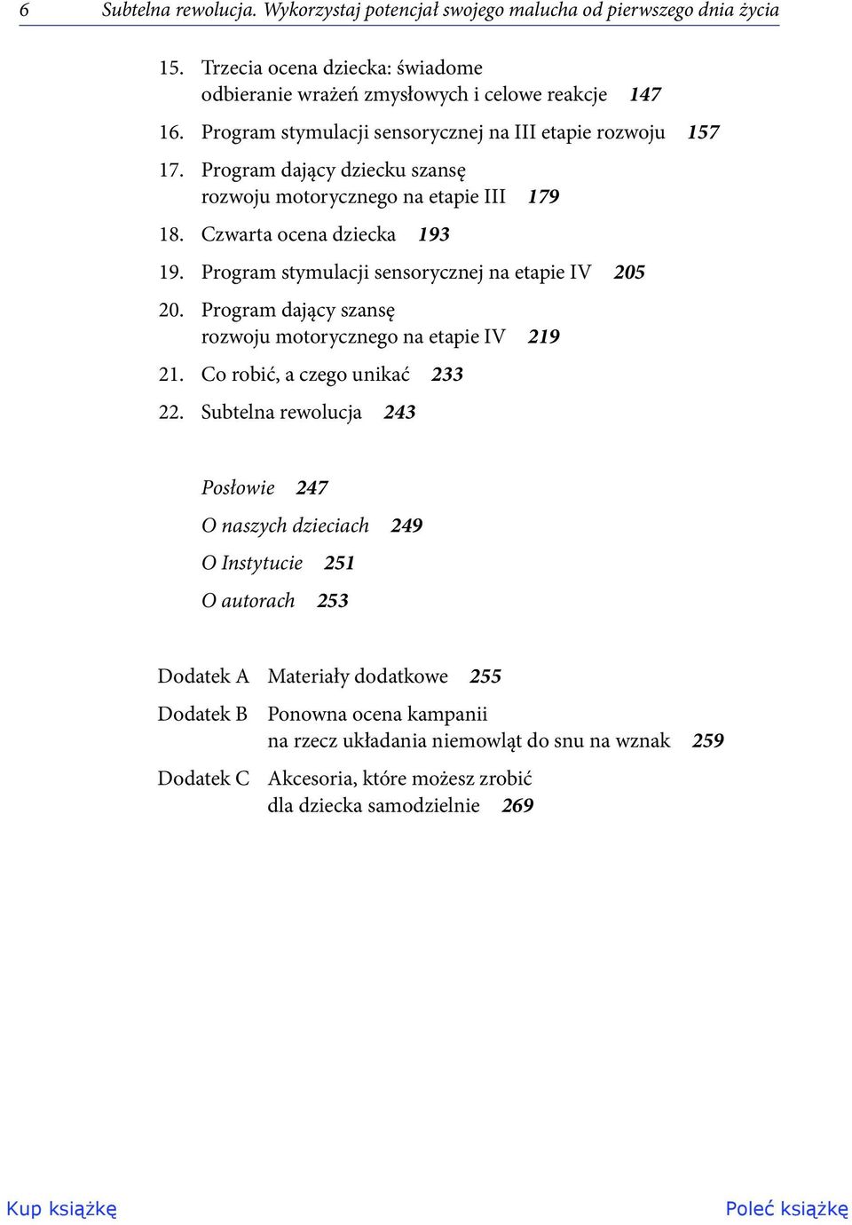 Program stymulacji sensorycznej na etapie IV 205 20. Program dający szansę rozwoju motorycznego na etapie IV 219 21. Co robić, a czego unikać 233 22.