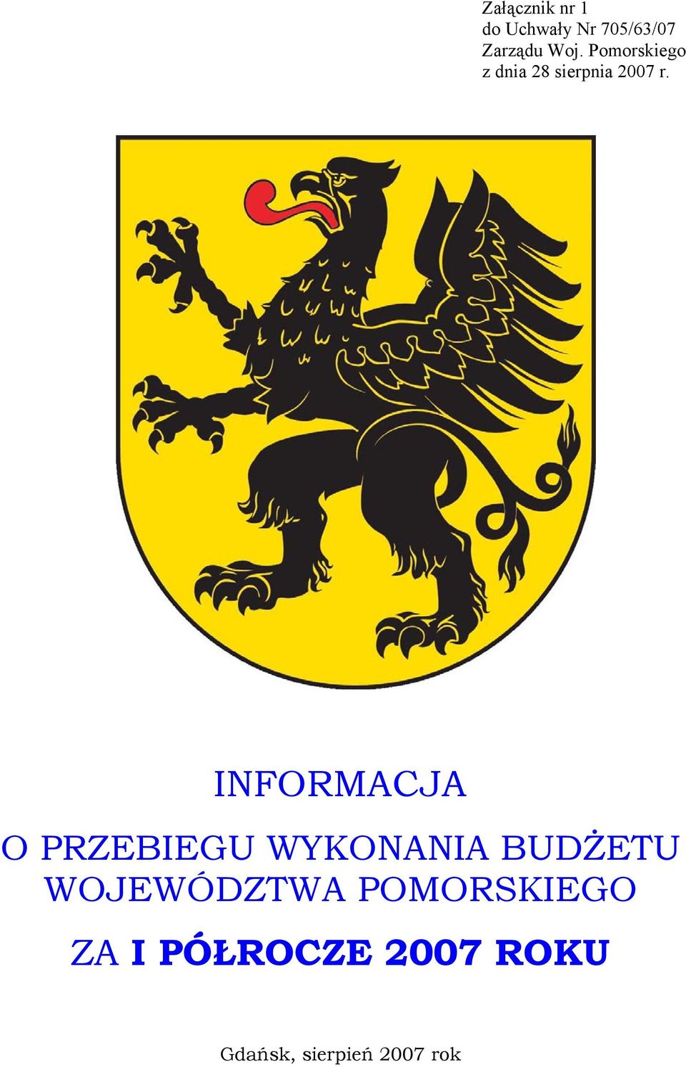 INFORMACJA O PRZEBIEGU WYKONANIA BUDŻETU