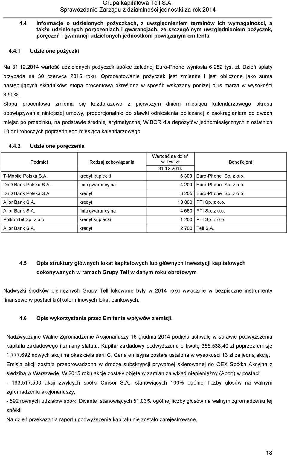Dzień spłaty przypada na 30 czerwca 2015 roku.