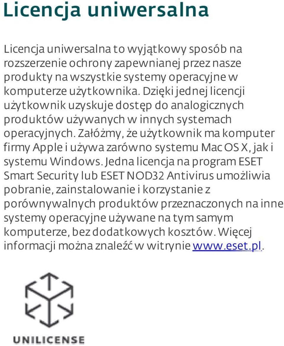 załóżmy, że użytkownik ma komputer firmy Apple i używa zarówno systemu Mac OS X, jak i systemu Windows.