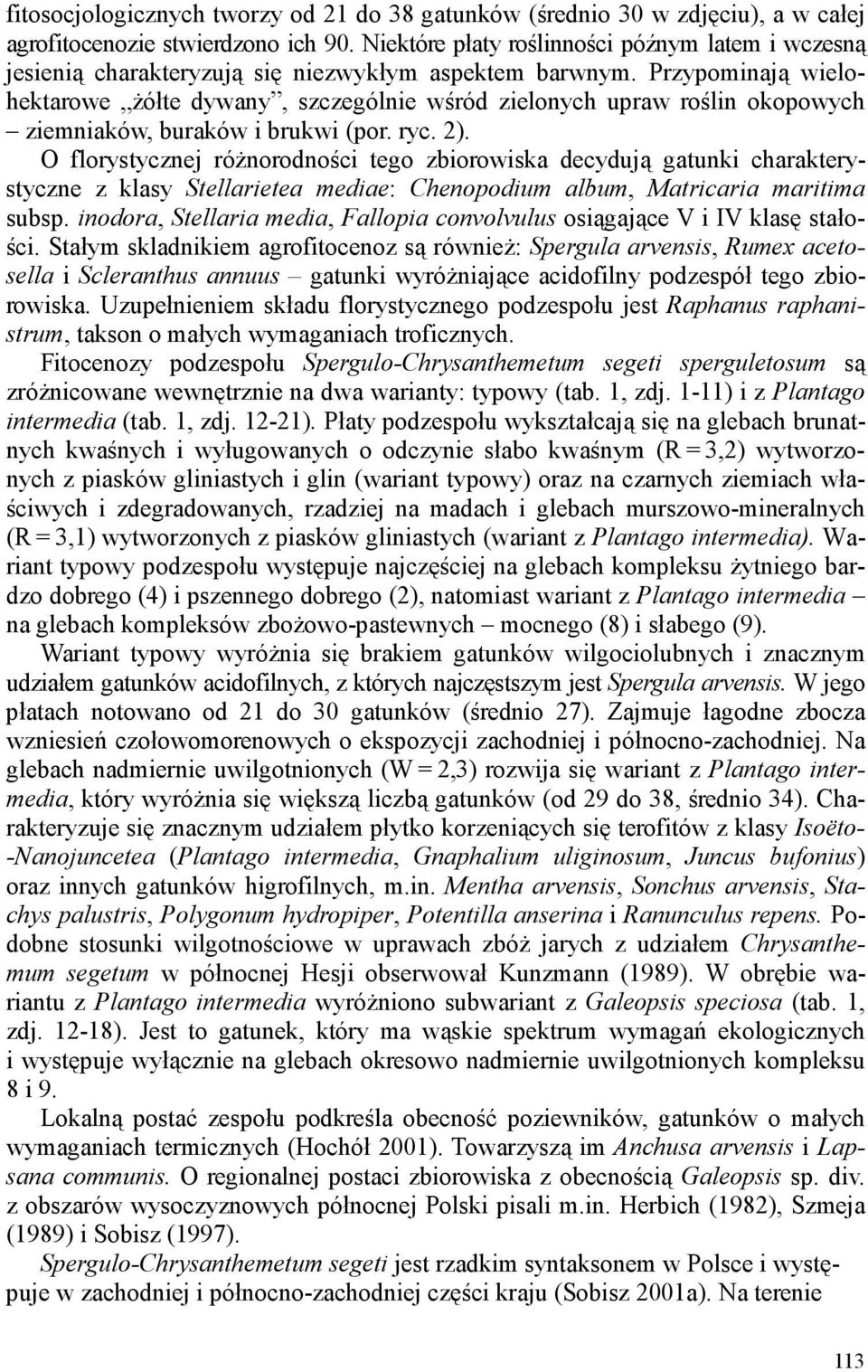 Przypominają wielohektarowe Ŝółte dywany, szczególnie wśród zielonych upraw roślin okopowych ziemniaków, buraków i brukwi (por. ryc. 2).