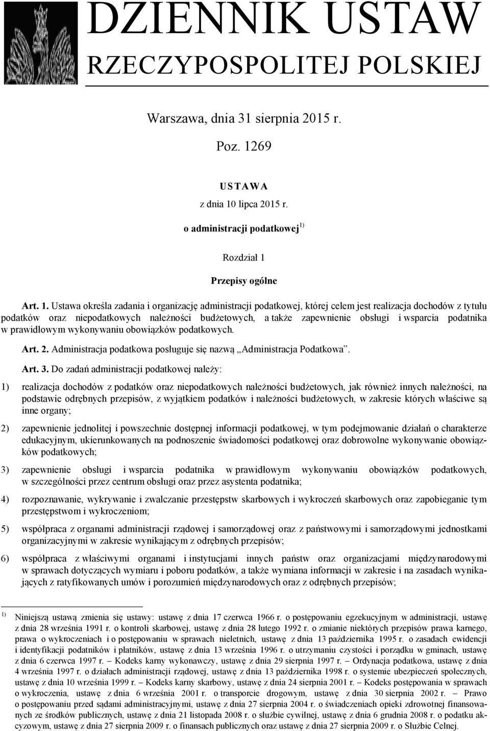 lipca 2015 r. o administracji podatkowej 1)