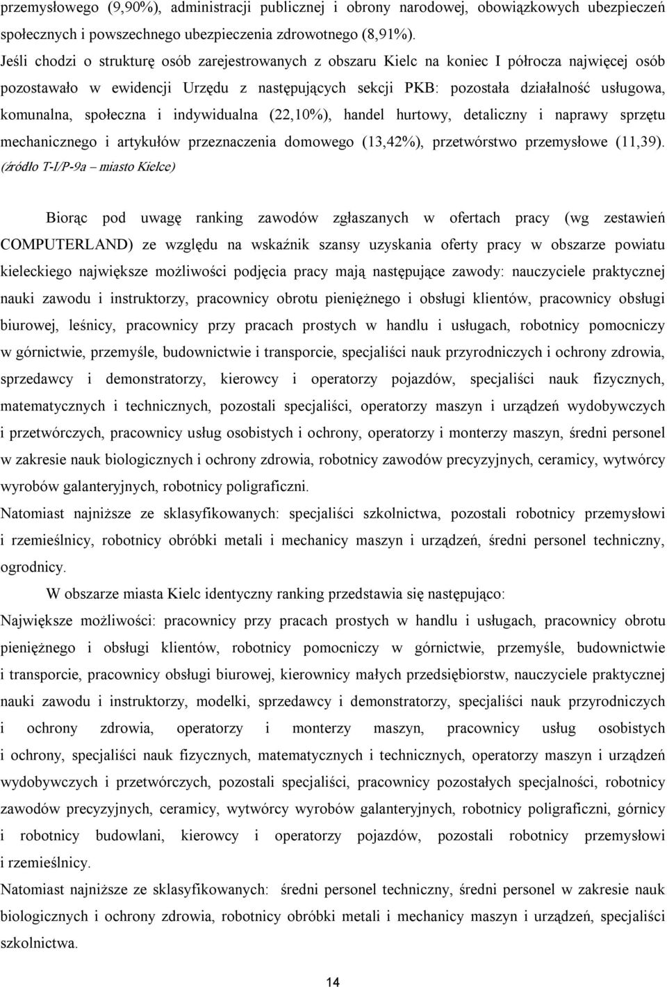 komunalna, społeczna i indywidualna (22,10%), handel hurtowy, detaliczny i naprawy sprzętu mechanicznego i artykułów przeznaczenia domowego (13,42%), przetwórstwo przemysłowe (11,39).