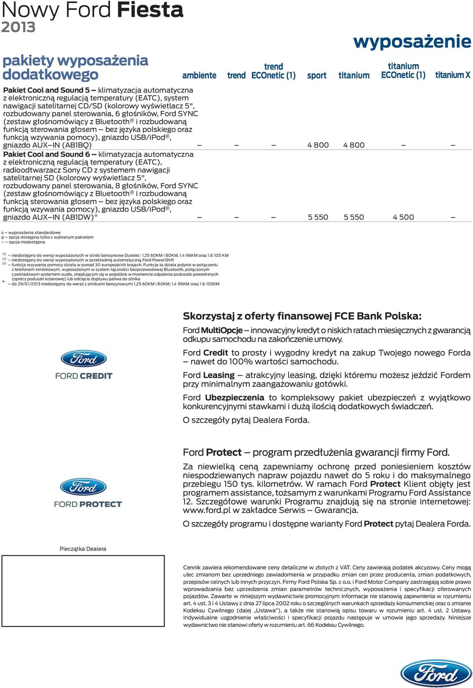 6 klimatyzacja automatyczna radioodtwarzacz Sony CD z systemem nawigacji satelitarnej SD (kolorowy wyświetlacz 5", rozbudowany panel sterowania, 8 głośników, Ford SYNC (zestaw głośnomówiący z