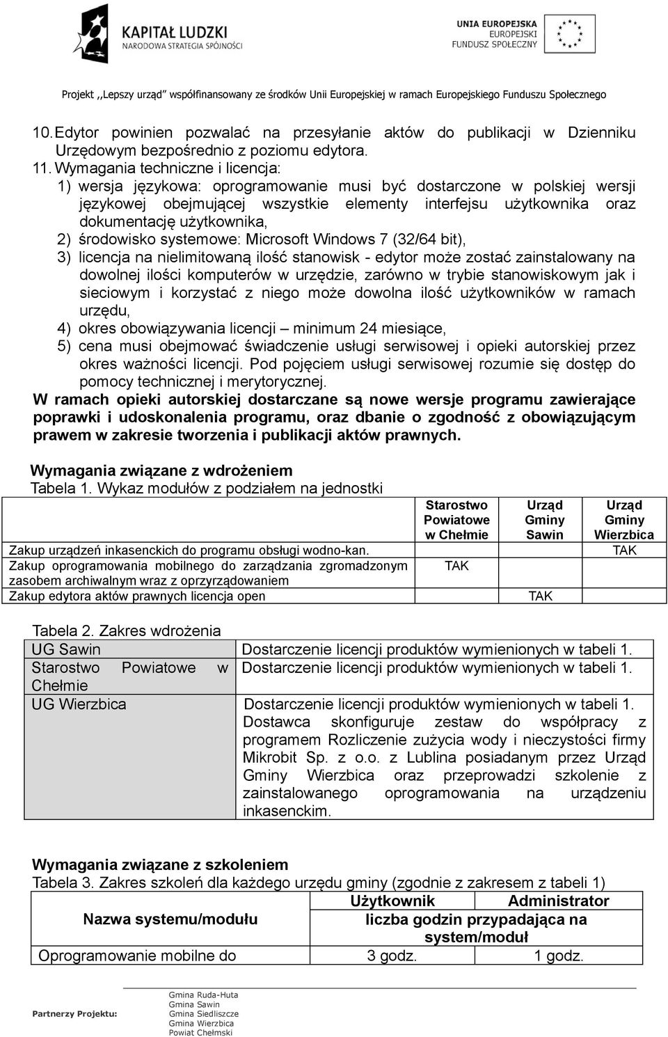 użytkownika, 2) środowisko systemowe: Microsoft Windows 7 (32/64 bit), 3) licencja na nielimitowaną ilość stanowisk - edytor może zostać zainstalowany na dowolnej ilości komputerów w urzędzie,