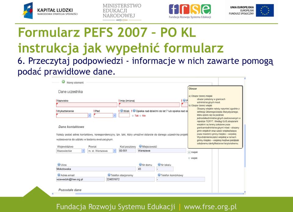 informacje w nich