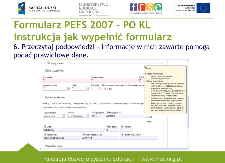 informacje w nich