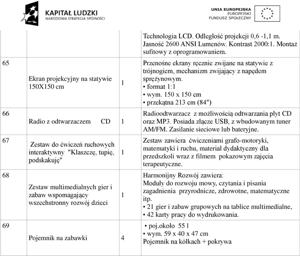 Przenośne ekrany ręcznie zwijane na statywie z trójnogiem, mechanizm zwijający z napędem sprężynowym. format : wym.