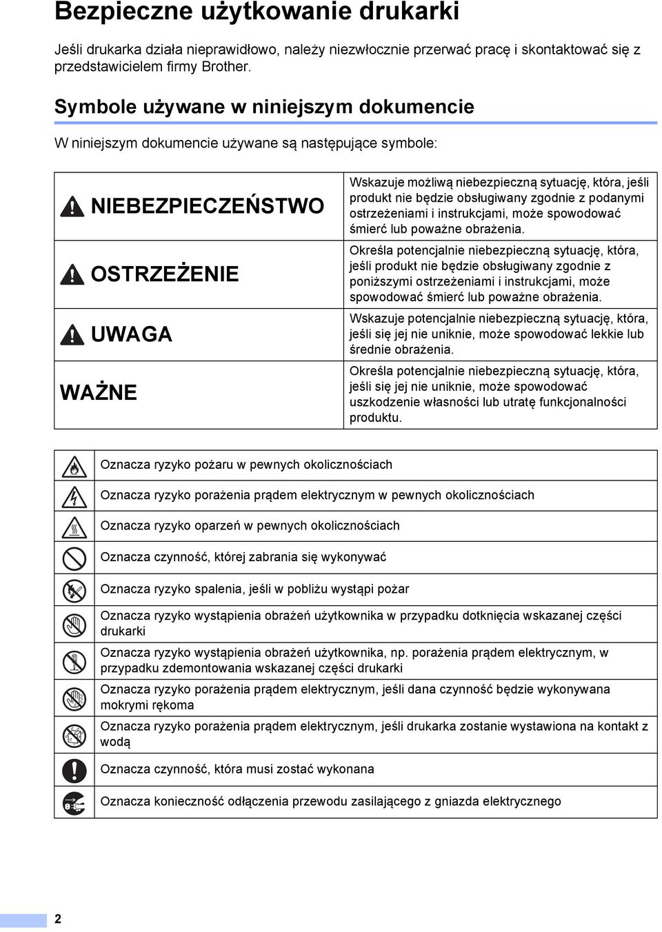nie będzie obsługiwany zgodnie z podanymi ostrzeżeniami i instrukcjami, może spowodować śmierć lub poważne obrażenia.
