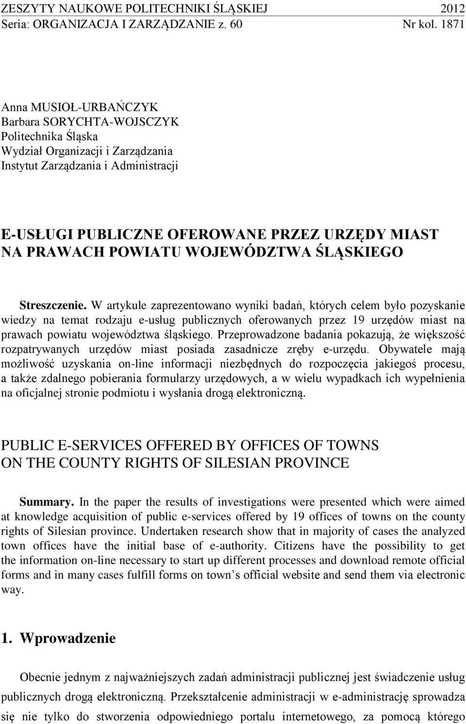 PRAWACH POWIATU WOJEWÓDZTWA ŚLĄSKIEGO Streszczenie.