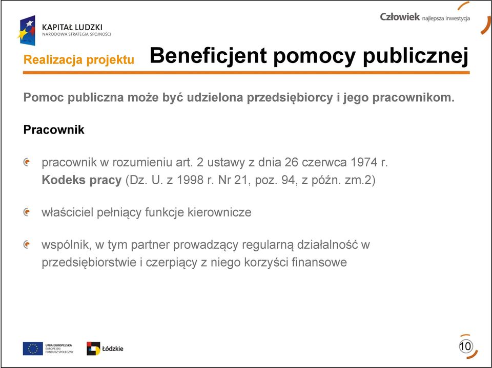 Kodeks pracy (Dz. U. z 1998 r. Nr 21, poz. 94, z późn. zm.