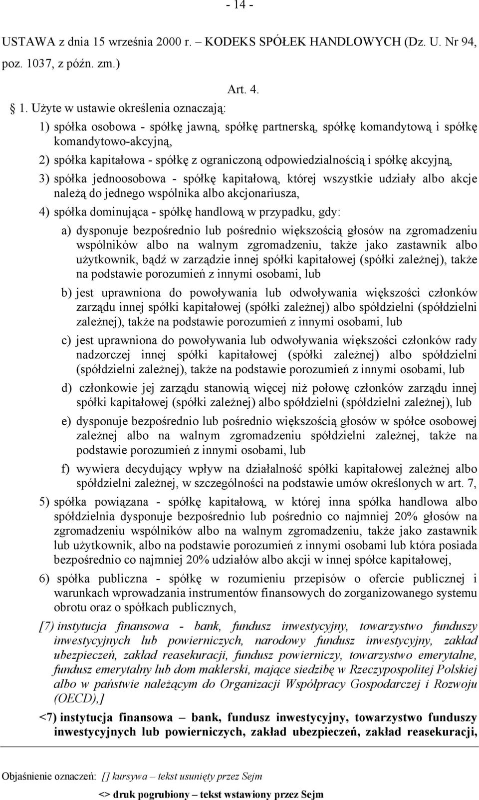 wszystkie udziały albo akcje należą do jednego wspólnika albo akcjonariusza, 4) spółka dominująca - spółkę handlową w przypadku, gdy: a) dysponuje bezpośrednio lub pośrednio większością głosów na