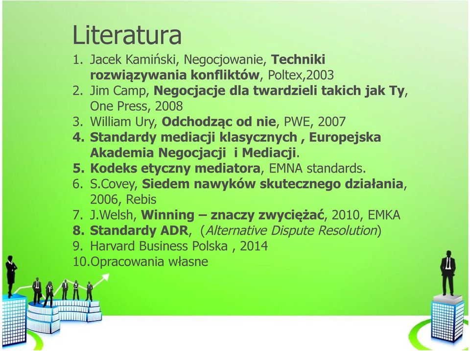 Standardy mediacji klasycznych, Europejska Akademia Negocjacji i Mediacji. 5. Kodeks etyczny mediatora, EMNA standards. 6. S.