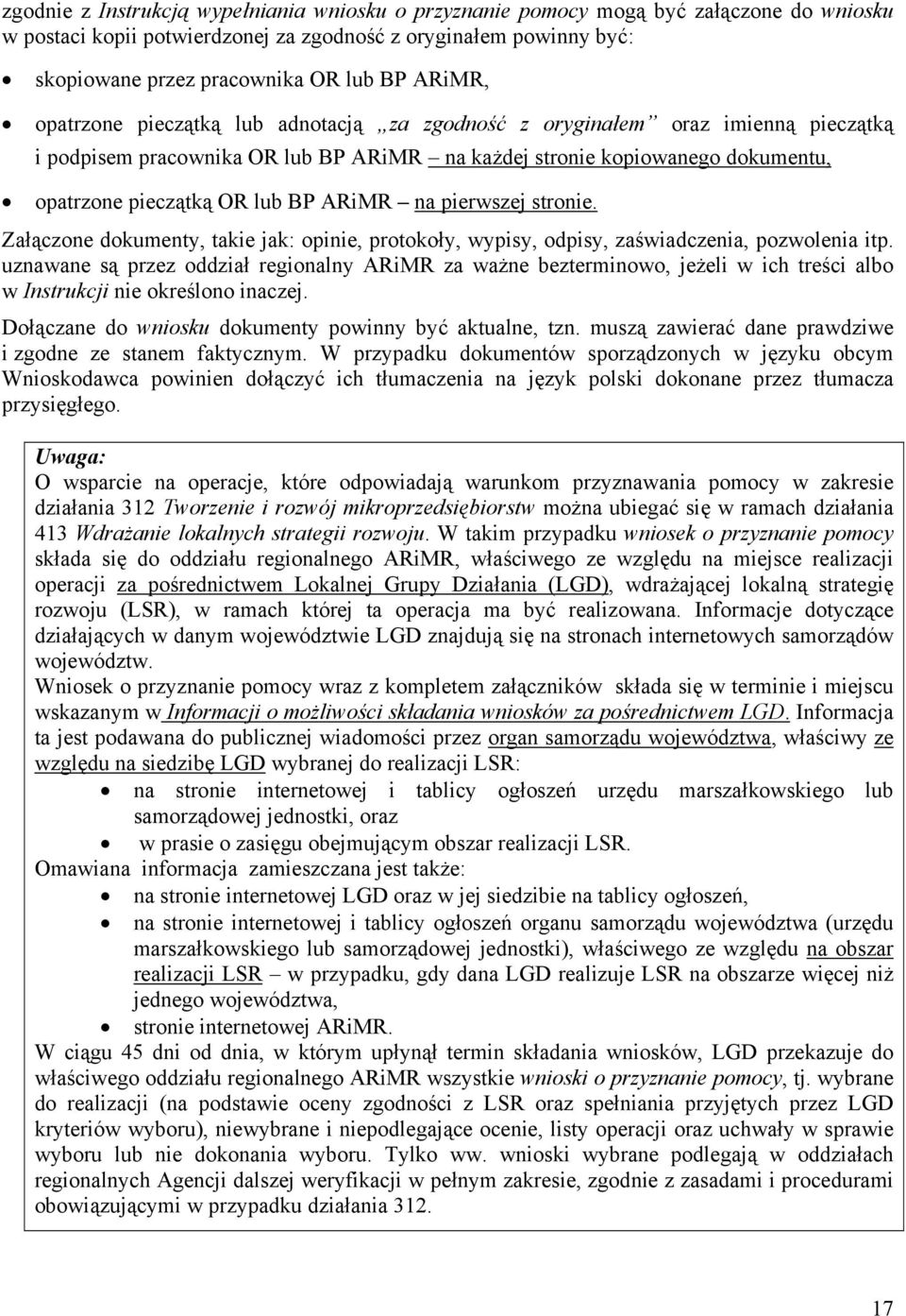 ARiMR na pierwszej stronie. Załączone dokumenty, takie jak: opinie, protokoły, wypisy, odpisy, zaświadczenia, pozwolenia itp.