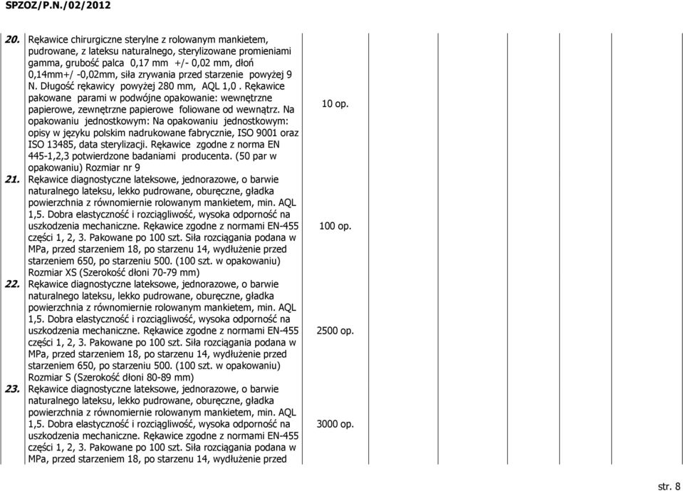 Na opakowaniu jednostkowym: Na opakowaniu jednostkowym: opisy w języku polskim nadrukowane fabrycznie, ISO 9001 oraz ISO 13485, data sterylizacji.