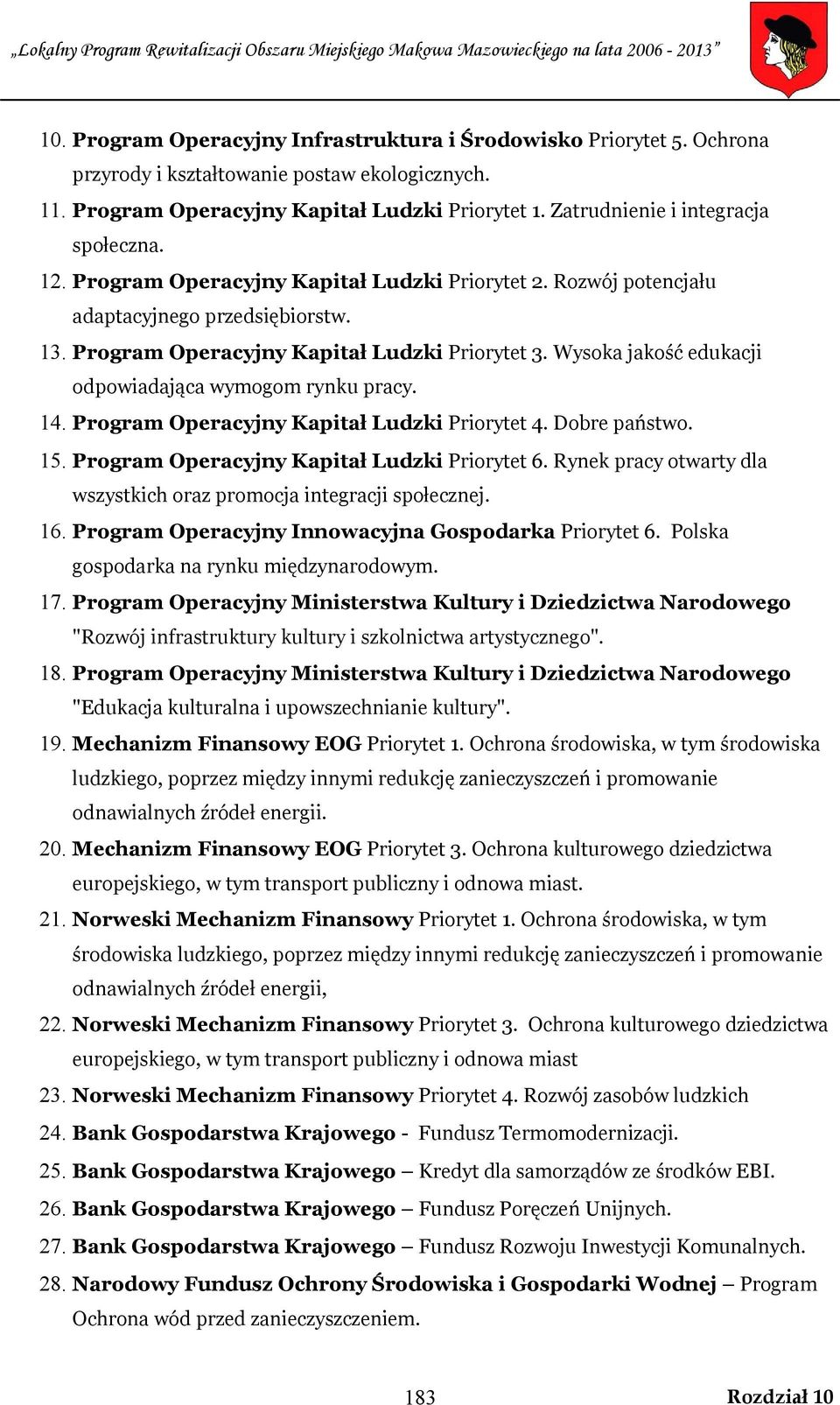 Wysoka jakość edukacji odpowiadająca wymogom rynku pracy. 14. Program Operacyjny Kapitał Ludzki Priorytet 4. Dobre państwo. 15. Program Operacyjny Kapitał Ludzki Priorytet 6.