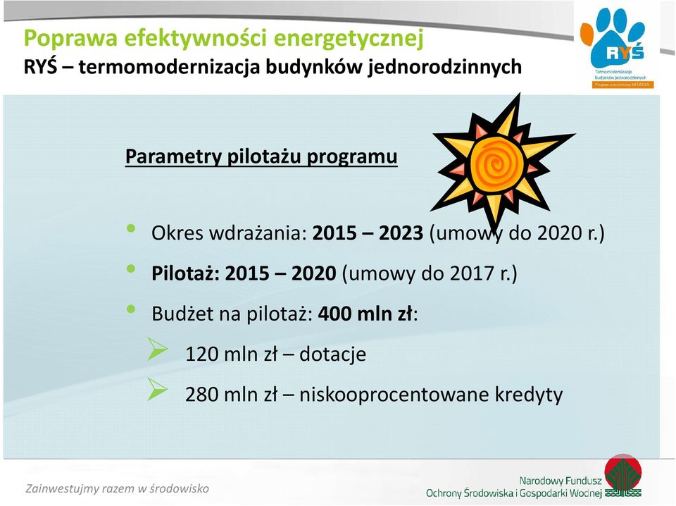 ) Pilotaż: 2015 2020 (umowy do 2017 r.