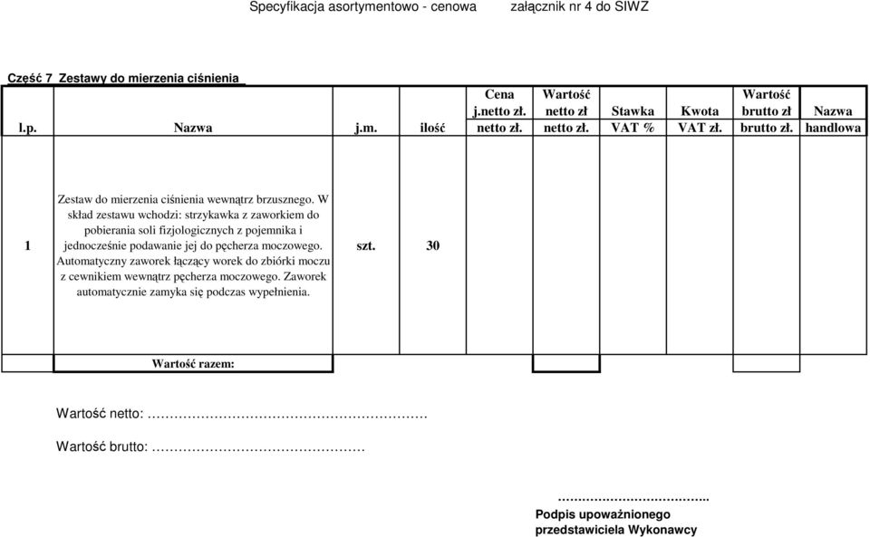 W skład zestawu wchodzi: strzykawka z zaworkiem do pobierania soli fizjologicznych z pojemnika i jednocześnie podawanie jej do