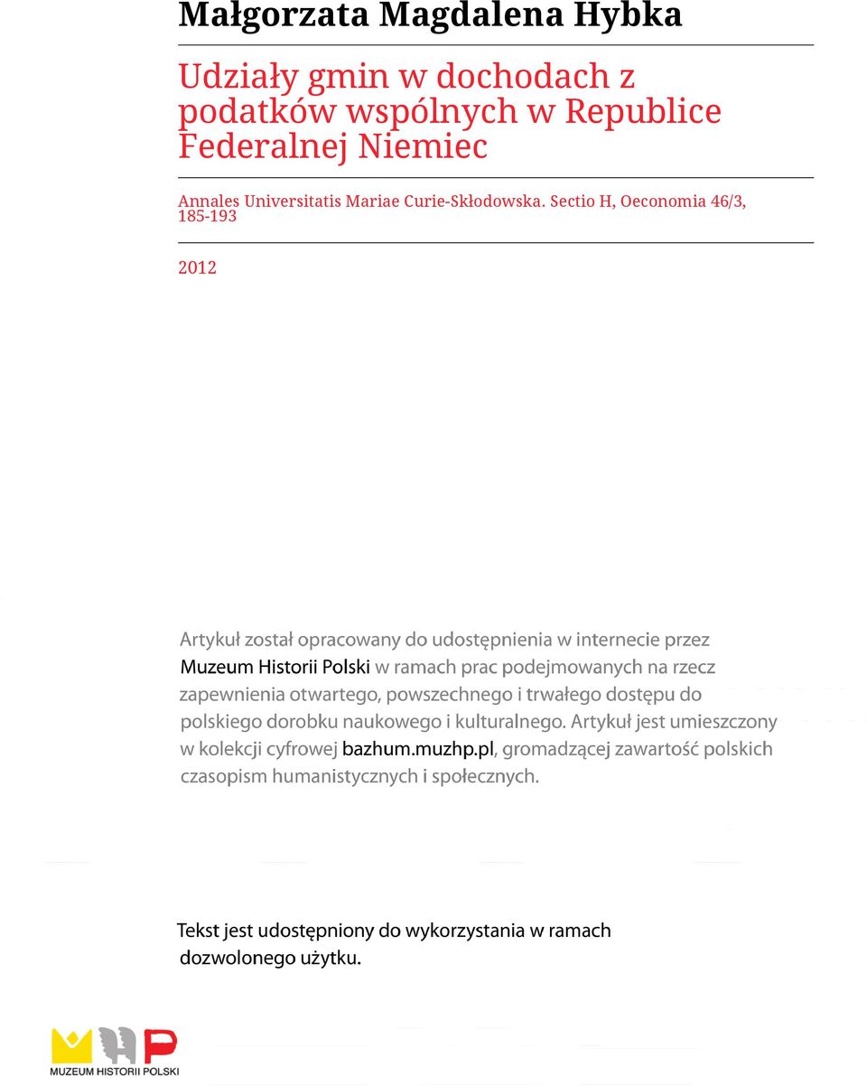 Federalnej Niemiec Annales Universitatis Mariae
