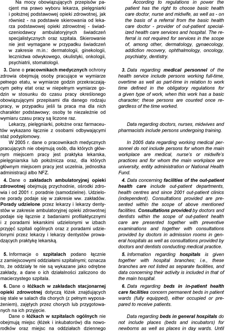 : dermatologii, ginekologii, lecznictwa odwykowego, okulistyki, onkologii, psychiatrii, stomatologii. 3.