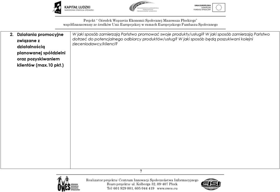 ) W jaki sposób zamierzają Państwo promować swoje produkty/usługi?