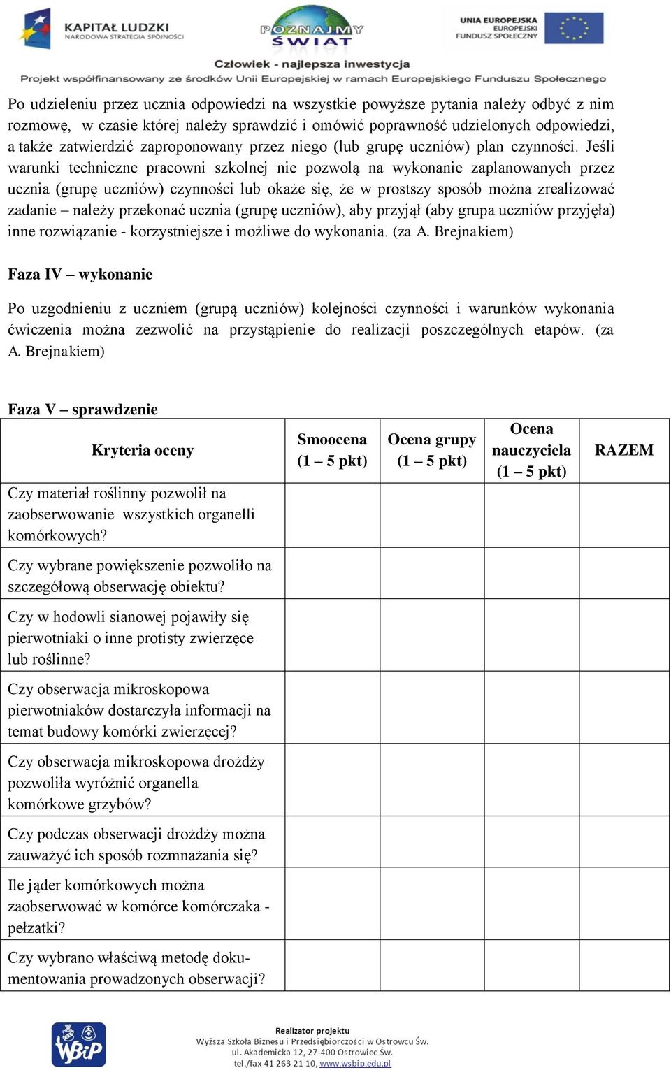 Jeśli warunki techniczne pracowni szkolnej nie pozwolą na wykonanie zaplanowanych przez ucznia (grupę uczniów) czynności lub okaże się, że w prostszy sposób można zrealizować zadanie należy przekonać