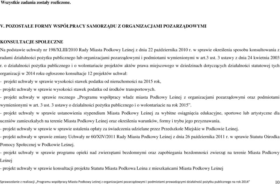 w sprawie określenia sposobu konsultowania z radami działalności pożytku publicznego lub organizacjami pozarządowymi i podmiotami wymienionymi w art.3 ust. 3 ustawy z dnia 24 kwietnia 2003 r.