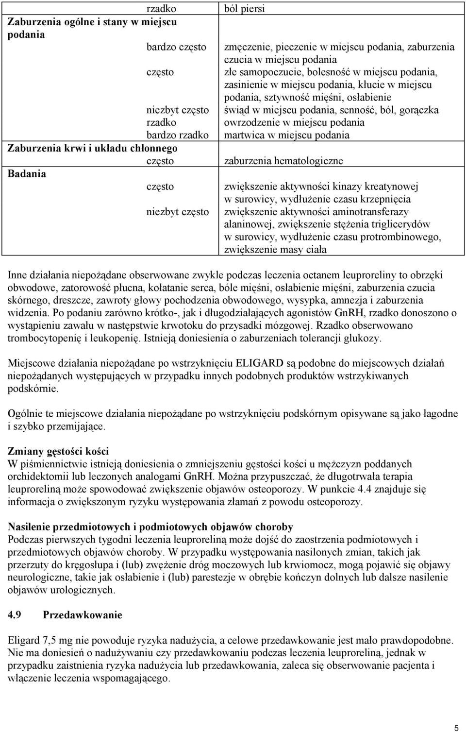 gorączka owrzodzenie w miejscu podania martwica w miejscu podania zaburzenia hematologiczne zwiększenie aktywności kinazy kreatynowej w surowicy, wydłużenie czasu krzepnięcia zwiększenie aktywności