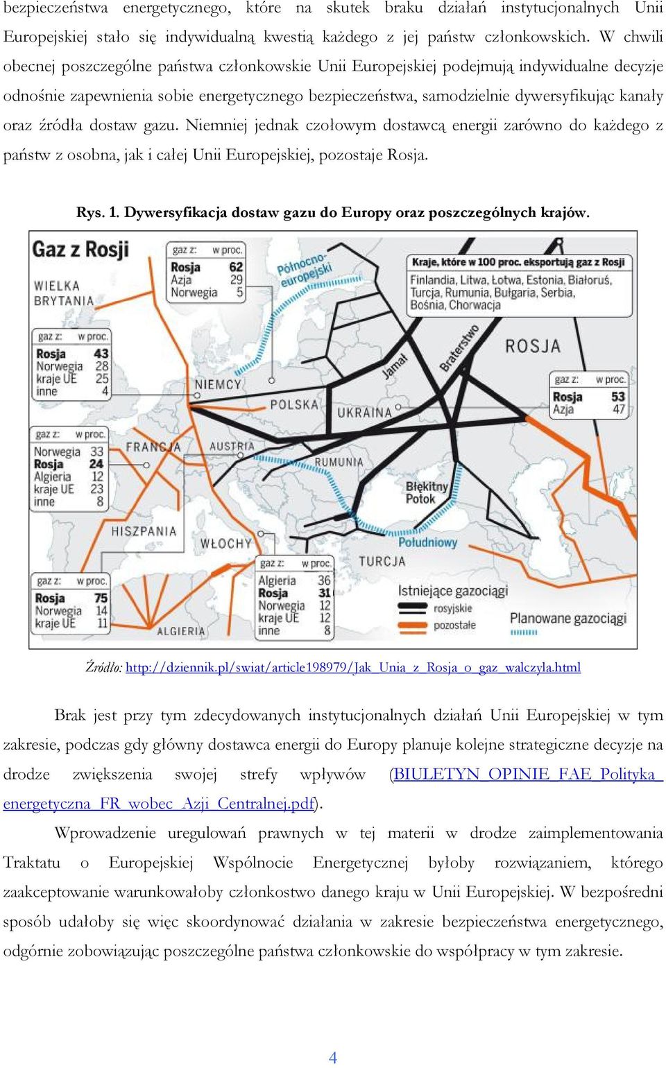 źródła dostaw gazu. Niemniej jednak czołowym dostawcą energii zarówno do kaŝdego z państw z osobna, jak i całej Unii Europejskiej, pozostaje Rosja. Rys. 1.