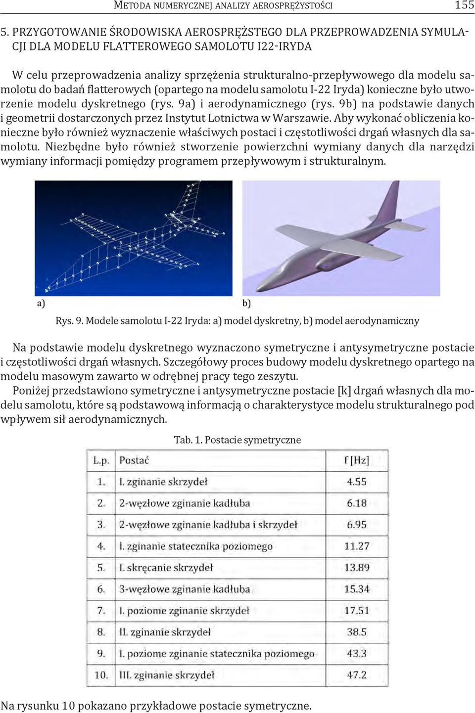 samolotu do badań flatterowych (opartego na modelu samolotu I-22 Iryda) konieczne było utworzenie modelu dyskretnego (rys. 9a) i aerodynamicznego (rys.