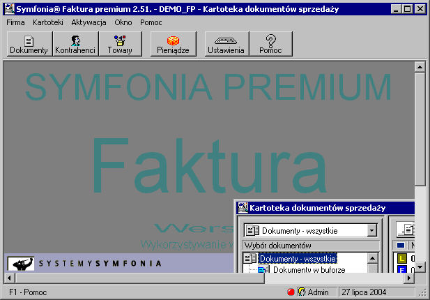 18 Podstawowe wiadomości o programie Podczas pracy w trybie bez firmy dane firm nie są udostępnione do pracy, natomiast można wykonywać czynności związane z administrowaniem danymi: wykonywanie kopii